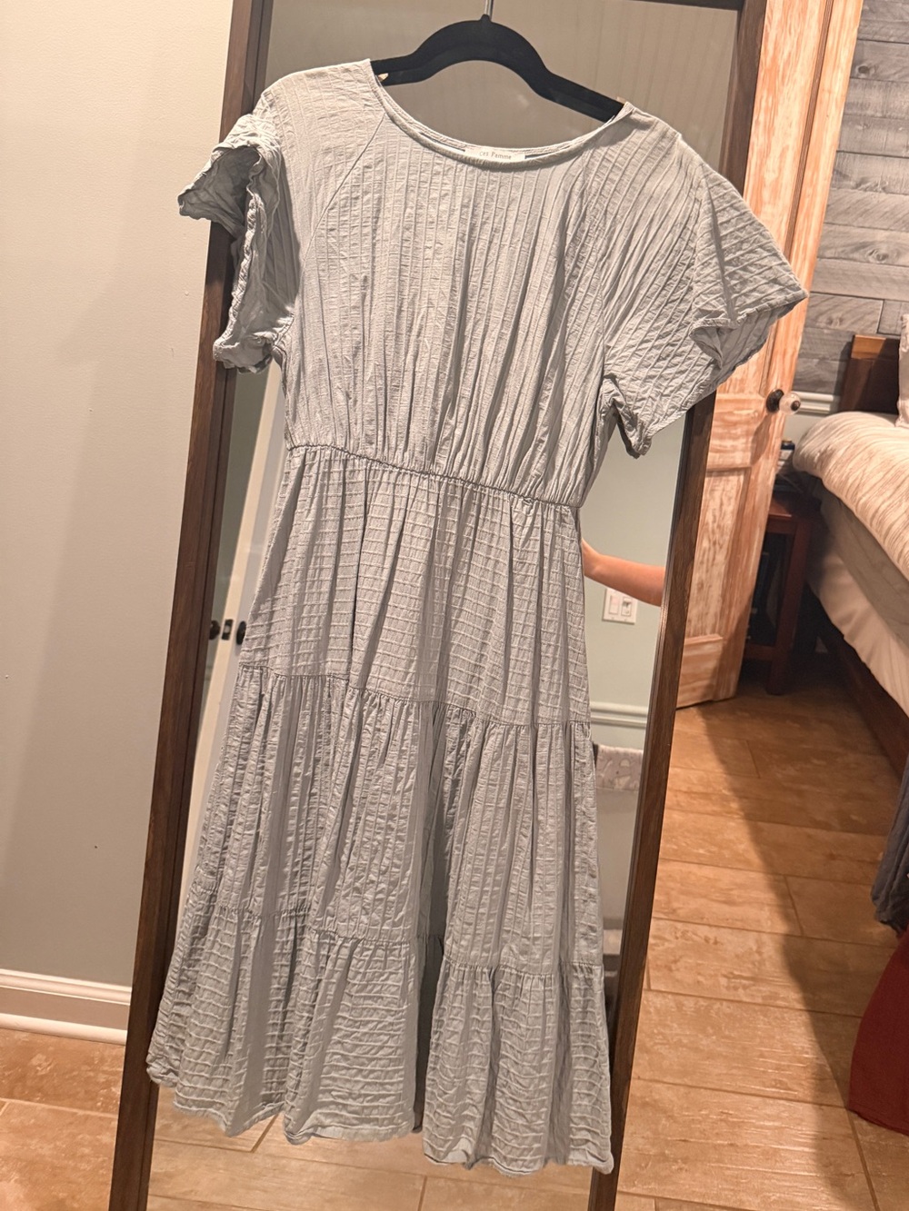 Light Blue Tiered Short Sleeve Dress